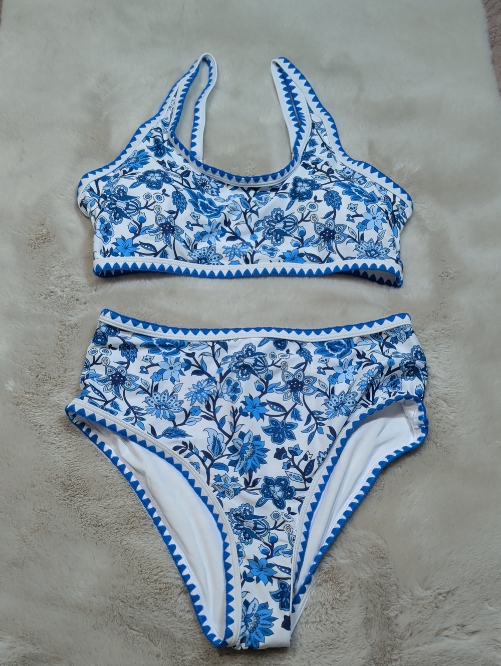Women's Blue Floral Two-Piece Swimsuit - Blue Floral